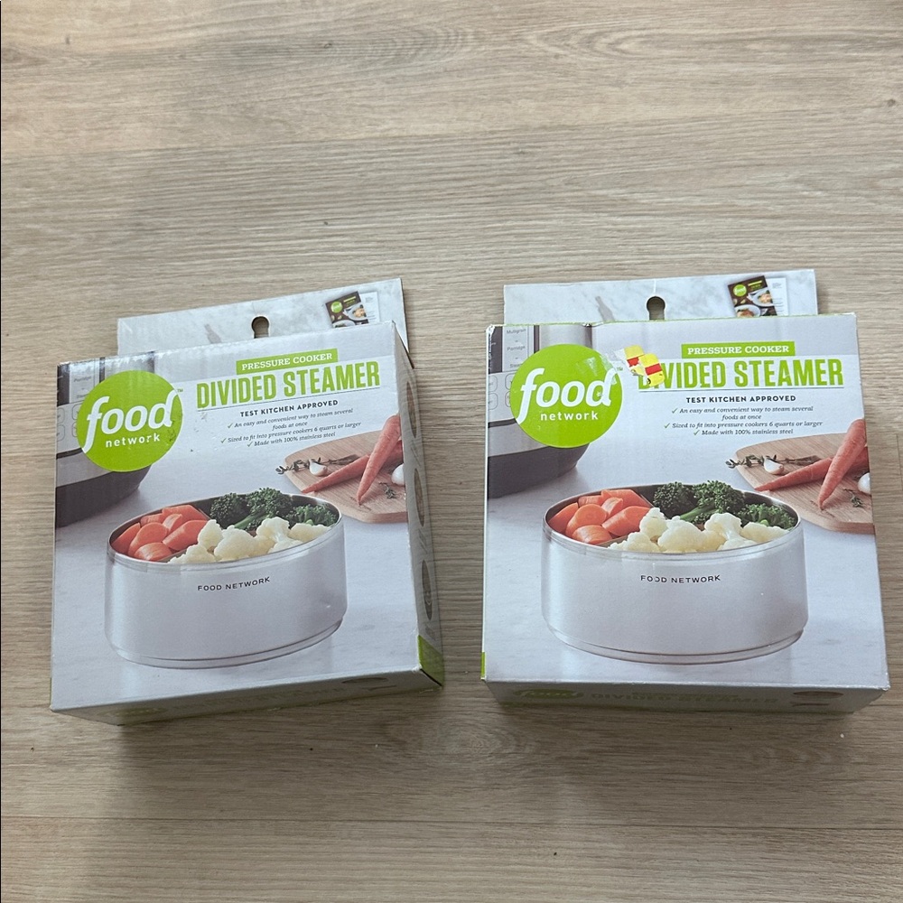 Set of 2 Stainless steel pressure cooker insert divided steamer by food network